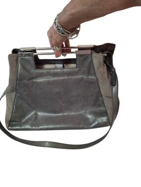 Halston Gray Suede and leather Handbag shoulder bag